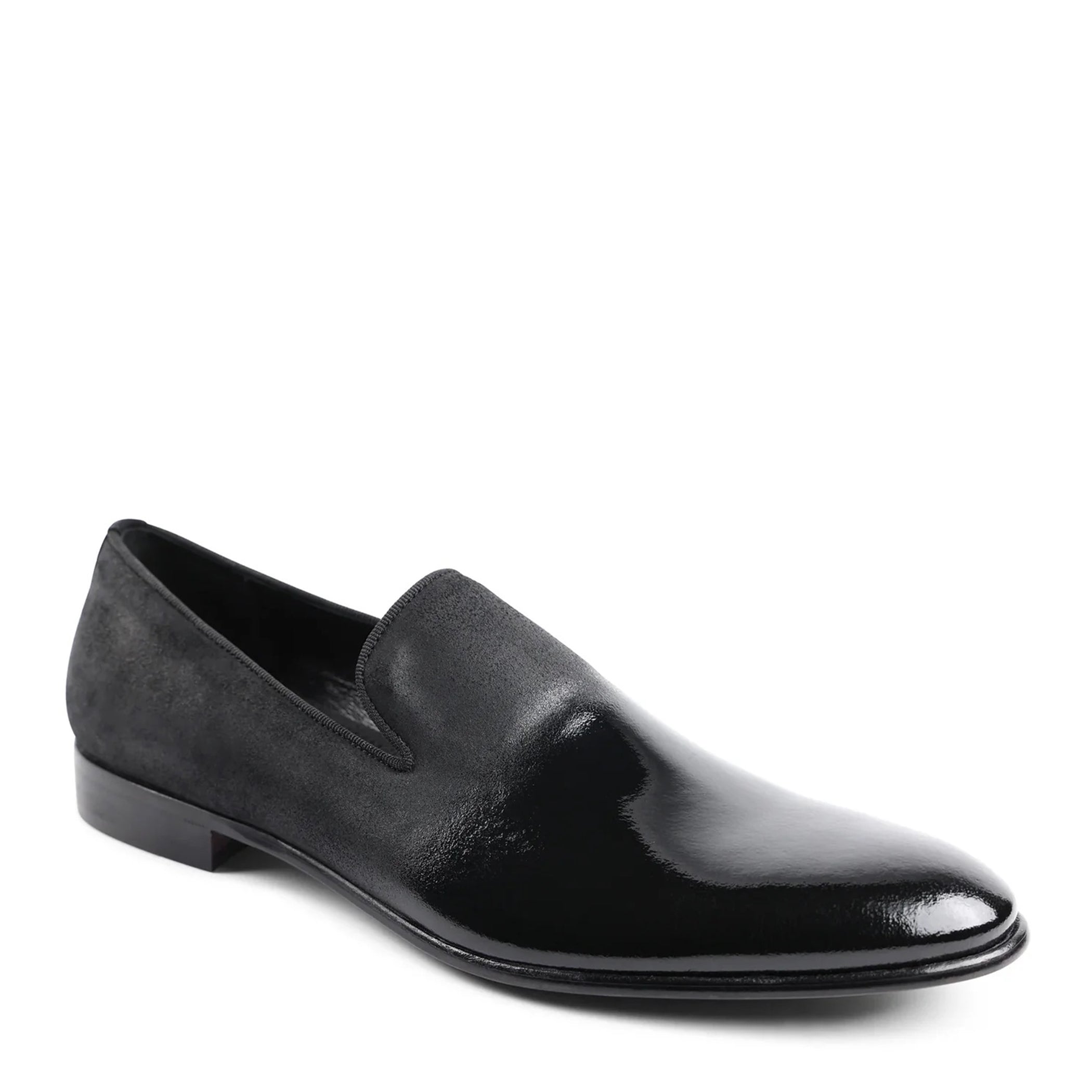 Monet A Line Patent Suede Smoking Slipper Black Bruno Magli
