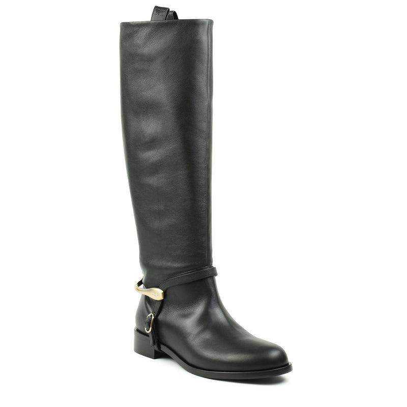 Bruno Magli-Agnese Knee High Boot-Women's Riding Boot-Italian Leather - Black - pointed toe