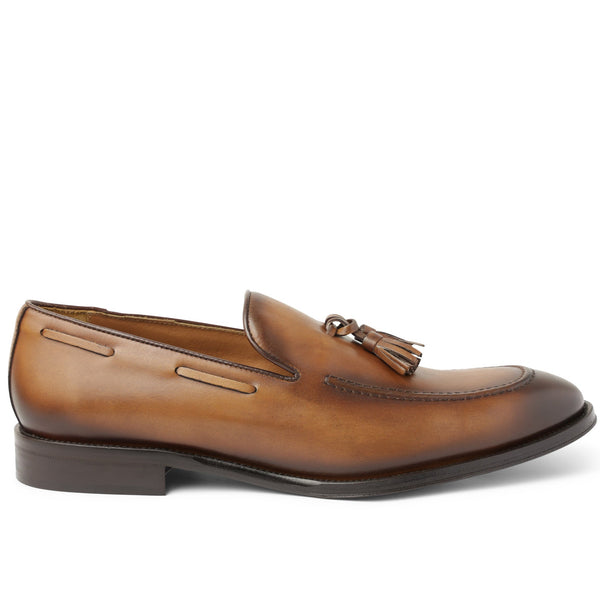 Alfredo Leather Tassel Slip On Loafer - Cognac