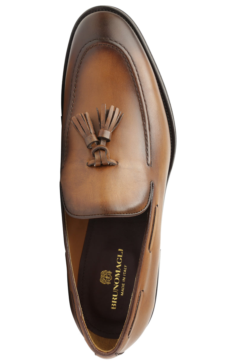 Alfredo Leather Tassel Slip On Loafer - Cognac