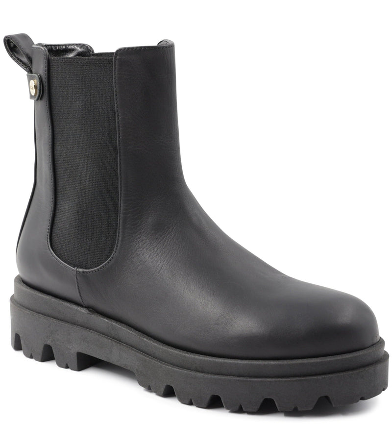 Alma Chunky Leather Chelsea Boot - Black