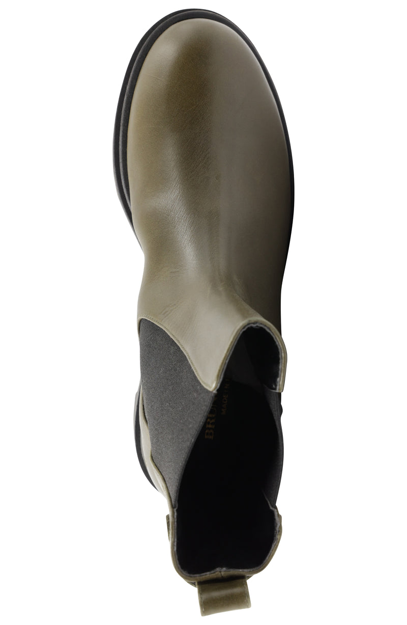 Alma Chunky Leather Chelsea Boot - Olive