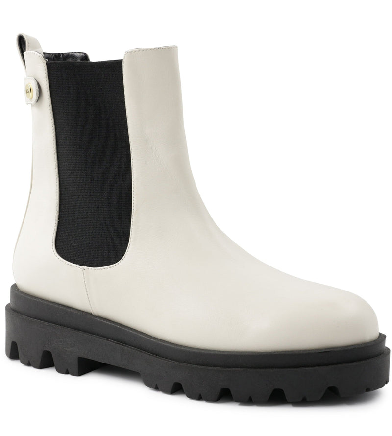 Alma Chunky Leather Chelsea Boot - Off White