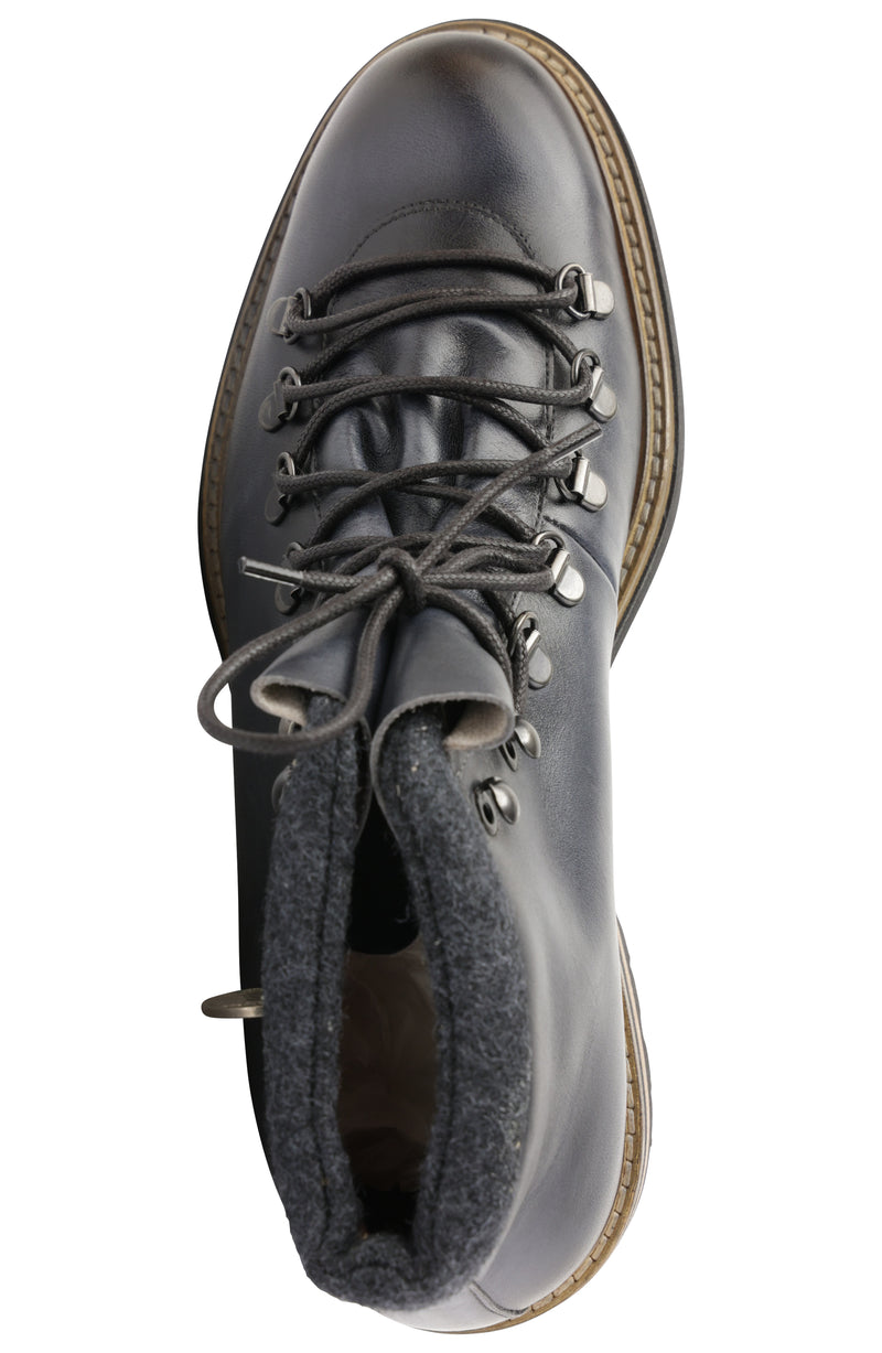 Andez Hand Burnished Alpine Leather Boot - Dark Grey