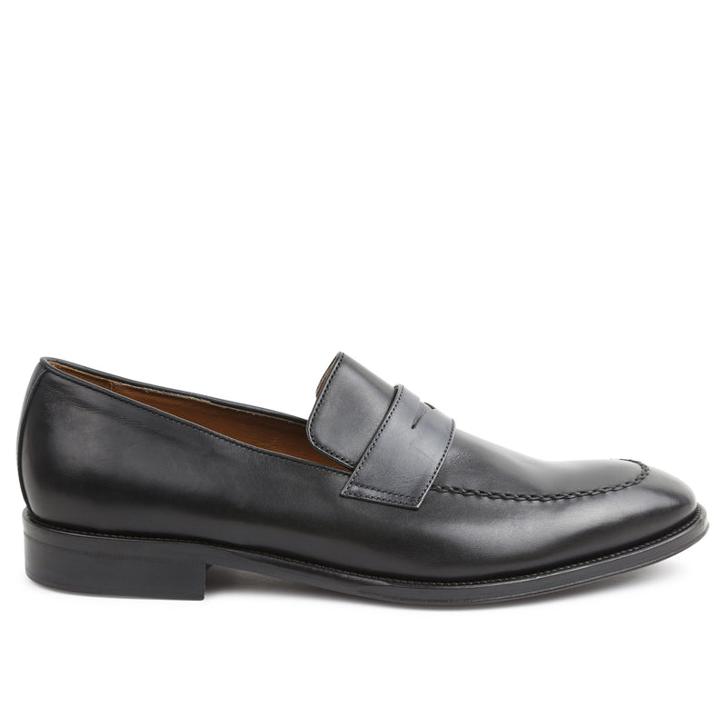 Arezzo Burnished Penny Loafer - Black/Dark Grey