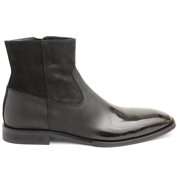 Armando Patent Ombre Suede Zip Boot - Black