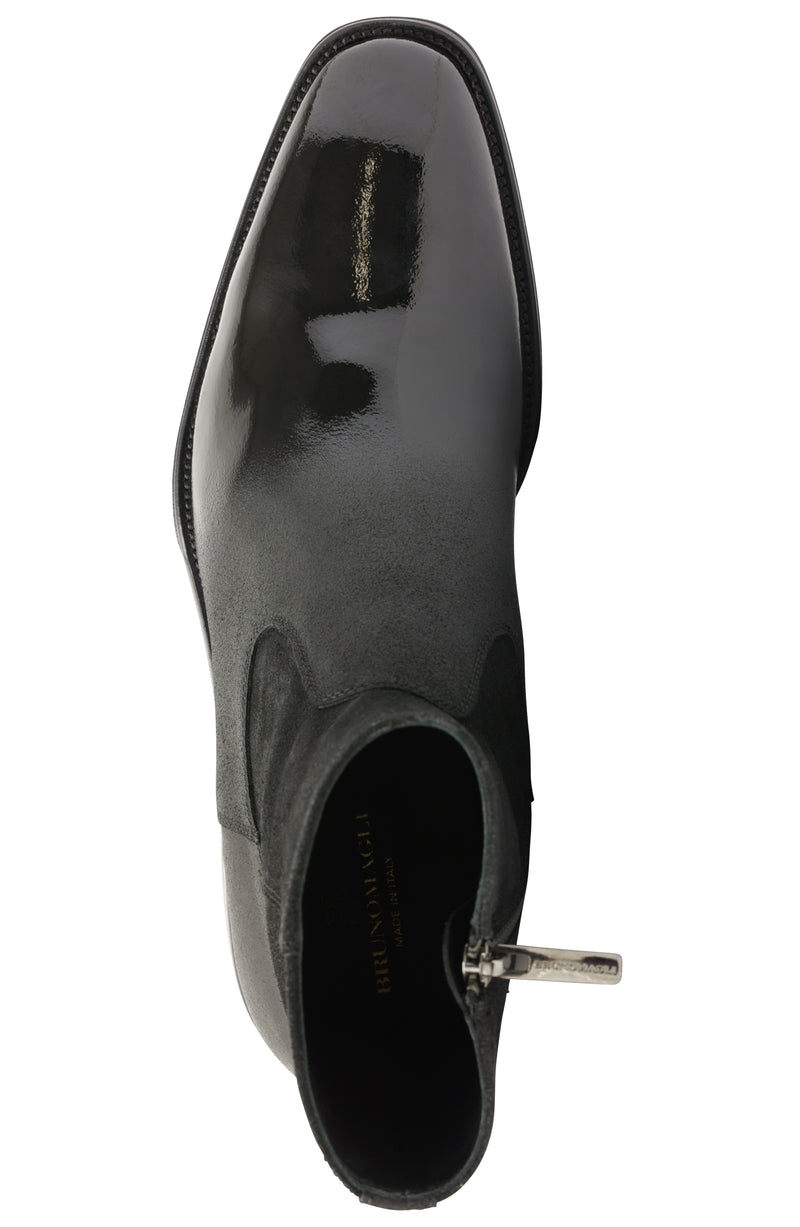 Armando Patent Ombre Suede Zip Boot - Black