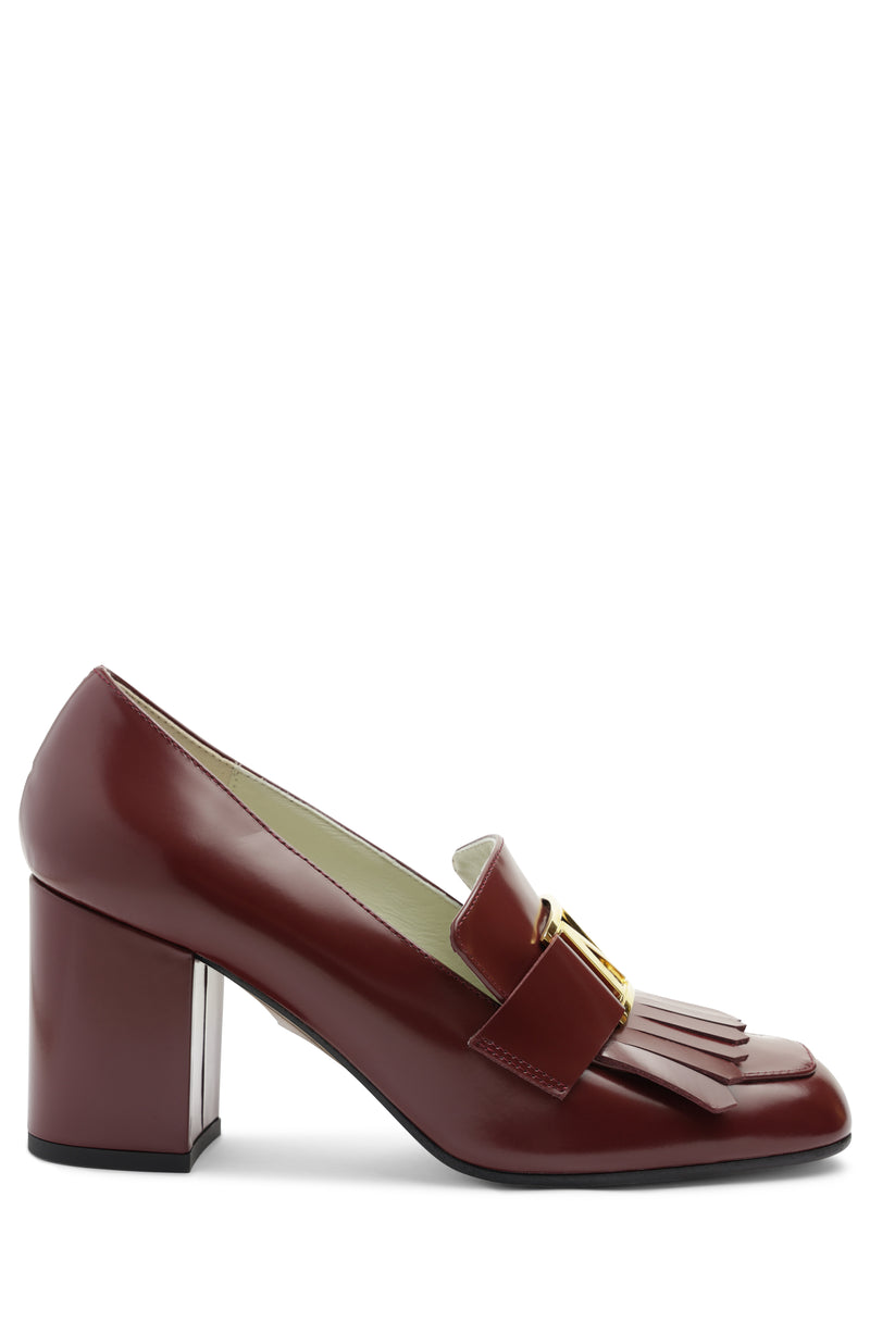 Brianne Chunky Heel Leather Loafer - Bordeaux