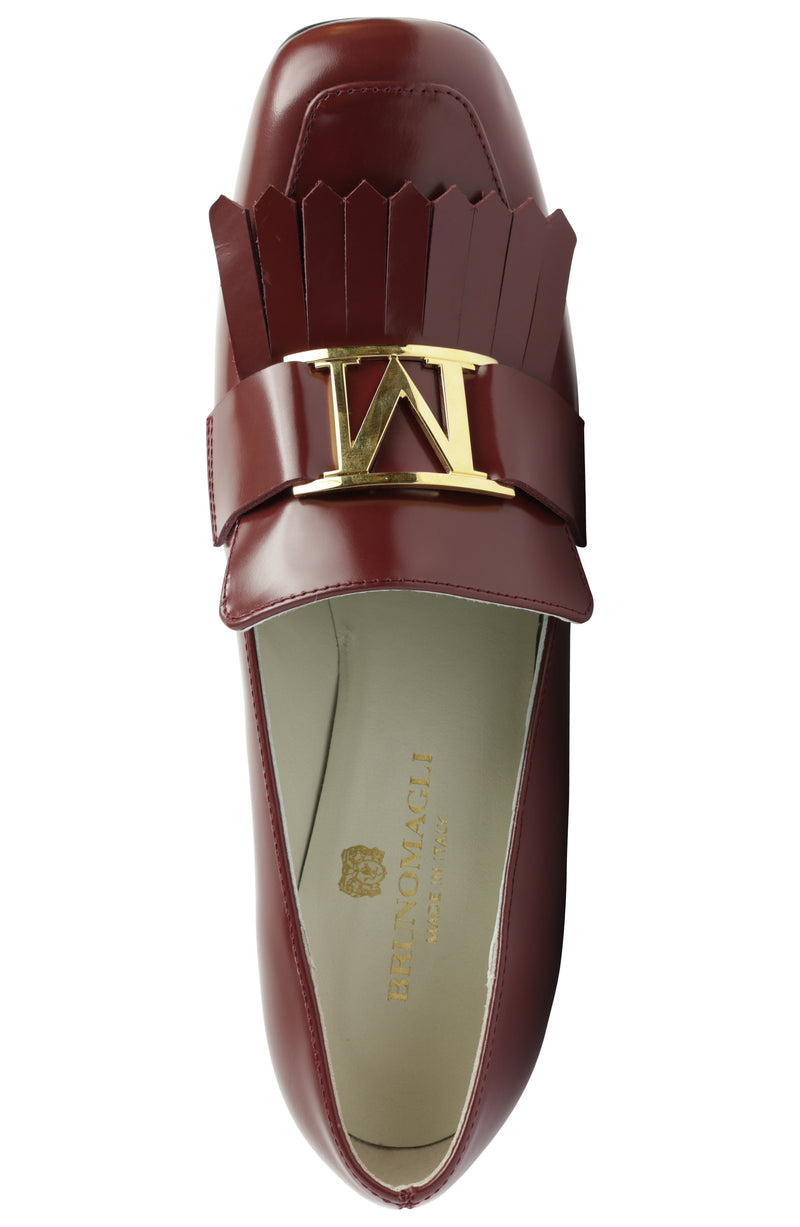 Brianne Chunky Heel Leather Loafer - Bordeaux