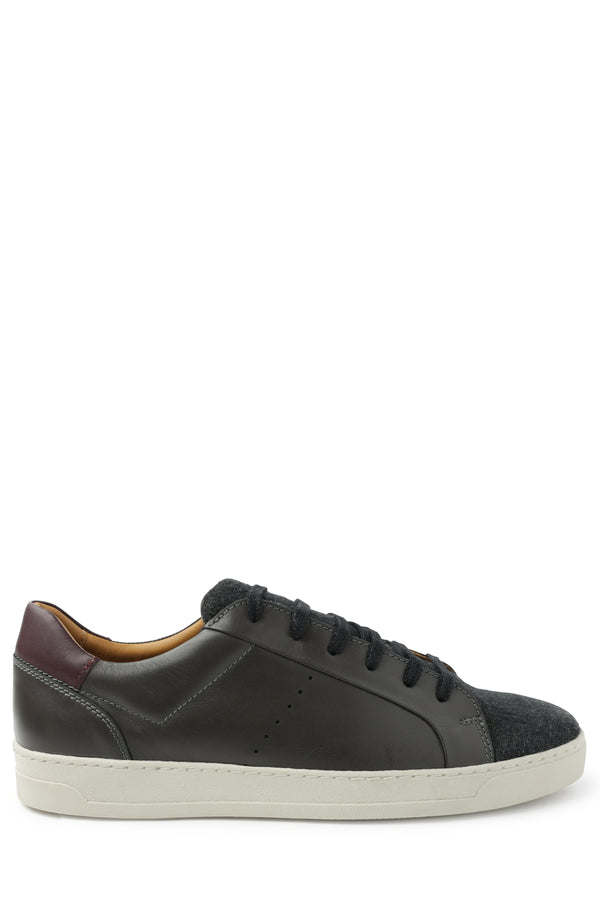 Dante Leather Lace-Up Sneaker - Dark Grey/Wool