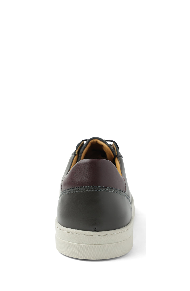 Dante Leather Lace-Up Sneaker - Dark Grey/Wool