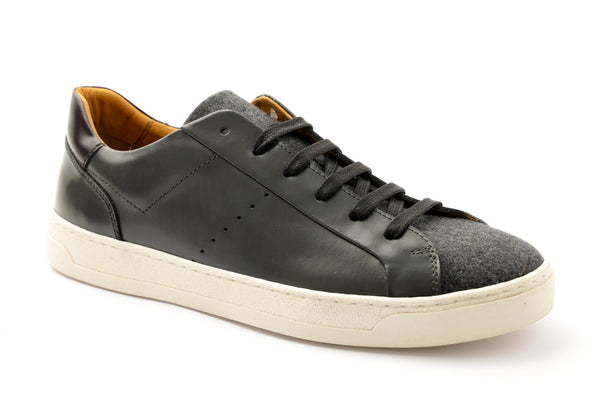 Dante Leather Lace-Up Sneaker - Dark Grey/Wool