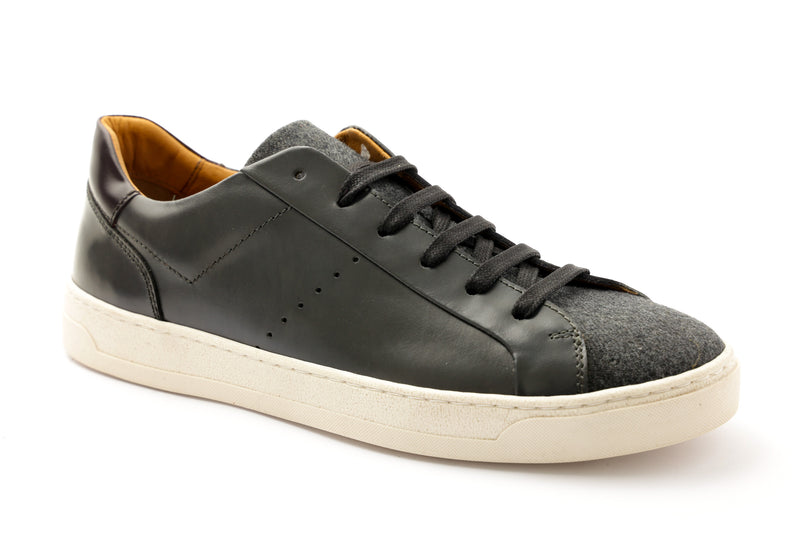 Dante Leather Lace-Up Sneaker - Dark Grey/Wool