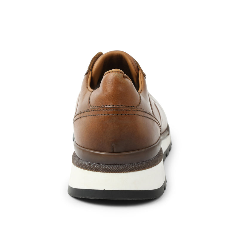 Davio Hand-Burnished Leather Sneaker - Cognac Leather