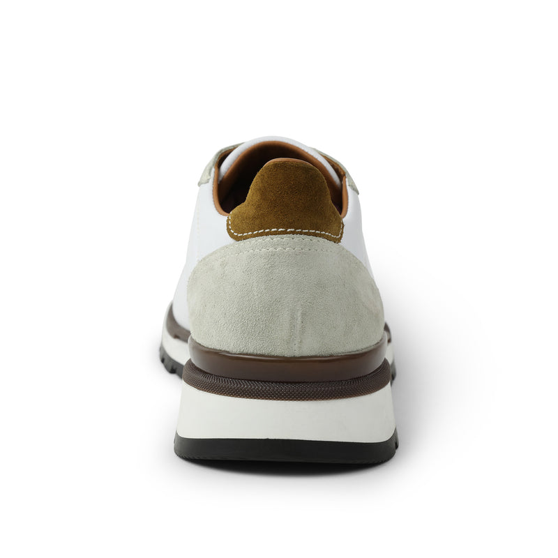 Davio Hand-Burnished Leather Sneaker - White