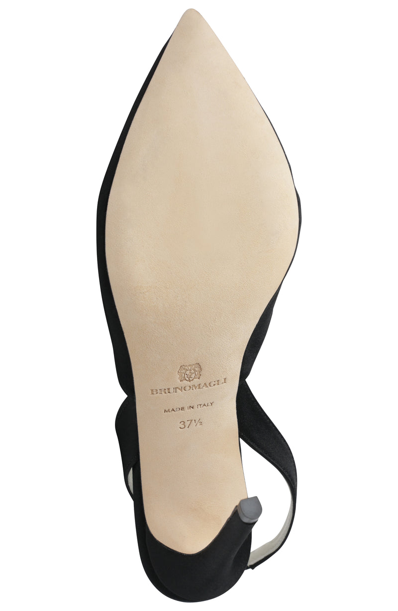Desiree Embellished Slingback Heel - Black Satin