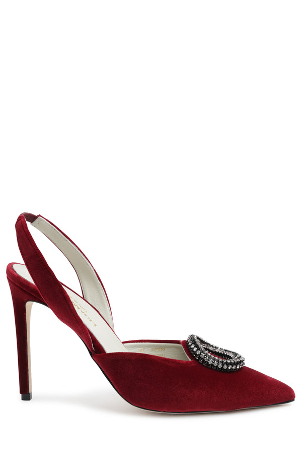Desiree Embellished Slingback Heel - Bordeaux Velvet