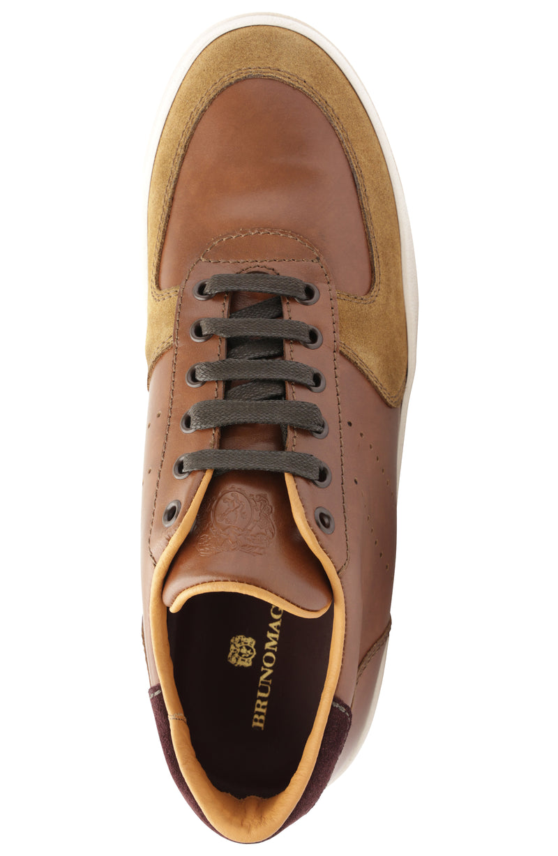 Ducca Lace-Up Leather Oxford Sneaker - Cognac