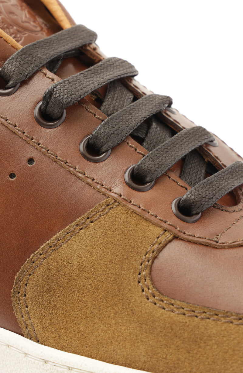 Ducca Lace-Up Leather Oxford Sneaker - Cognac