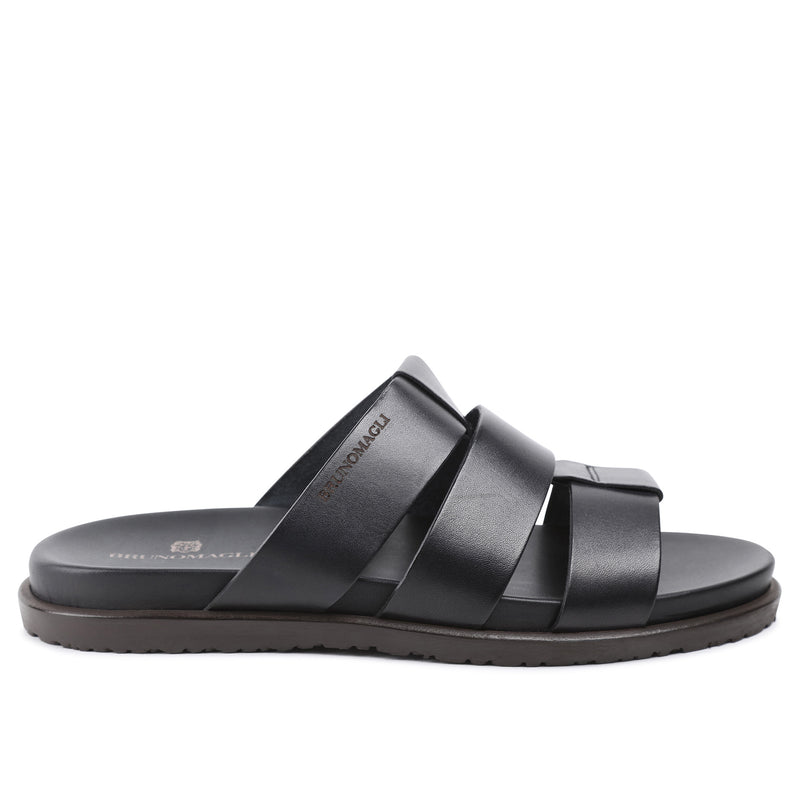 Empoli Leather Slide Sandal - Black – Bruno Magli