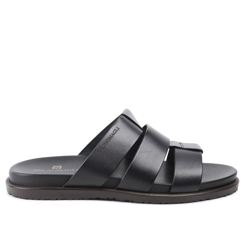 Empoli Leather Slide Sandal - Black