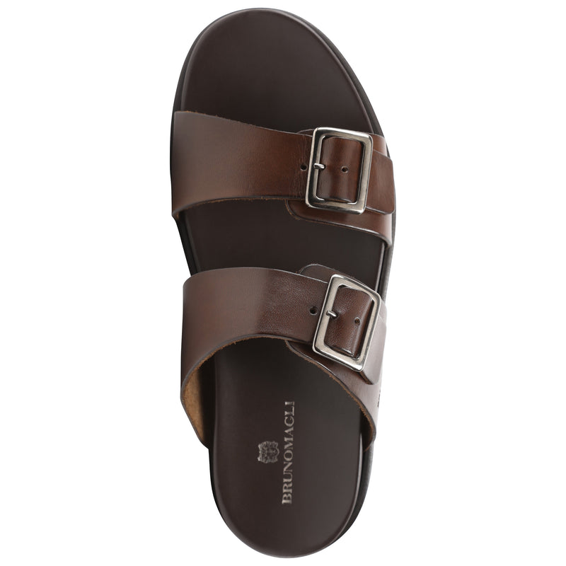 Erasmo Double-Buckle Sandal - Dark Brown