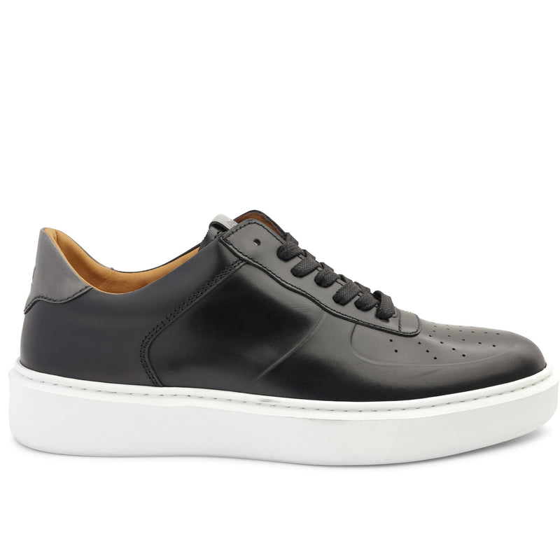 Falcone Leather Sport Lace-Up Sneaker - Black