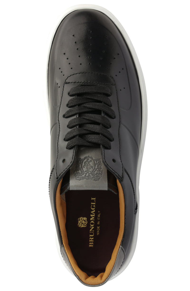 Falcone Leather Sport Lace-Up Sneaker - Black