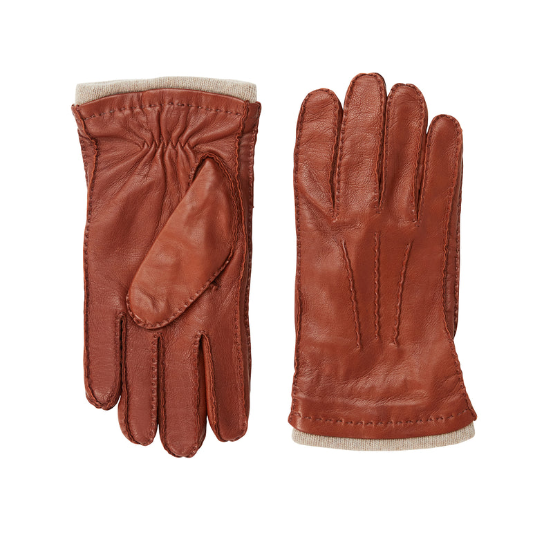 Men's Nappa Leather Gloves with Cashmere Cuff - Vicuna
