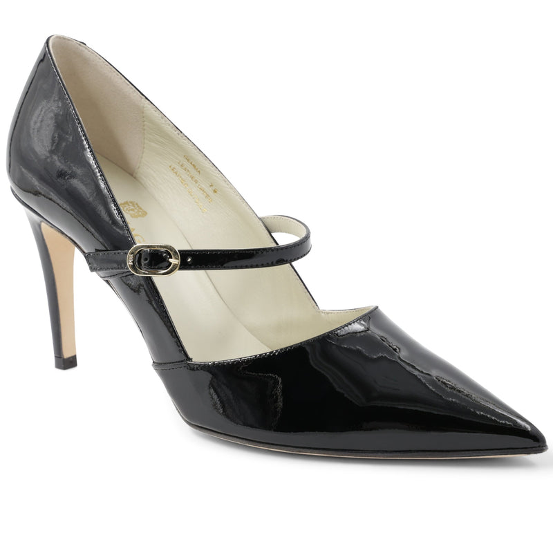 Gemma Mary-Jane Leather Pump - Black Patent