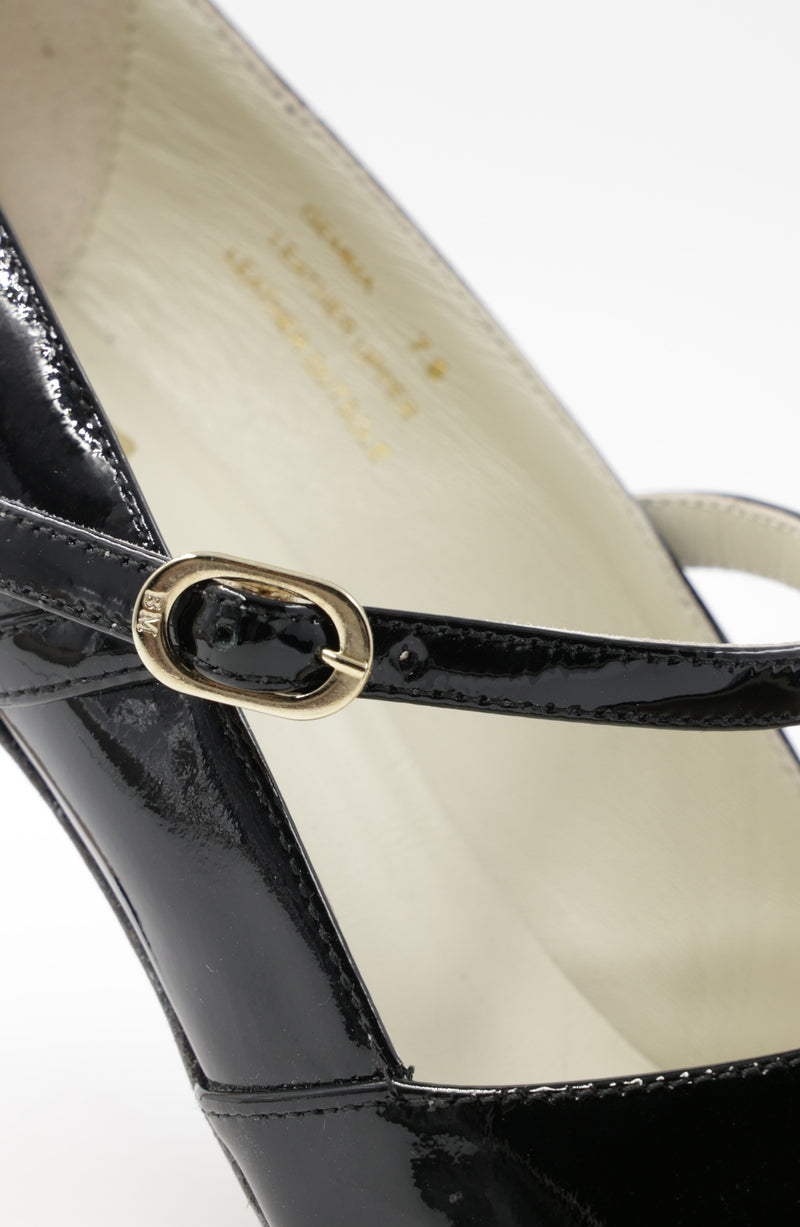 Gemma Mary-Jane Leather Pump - Black Patent