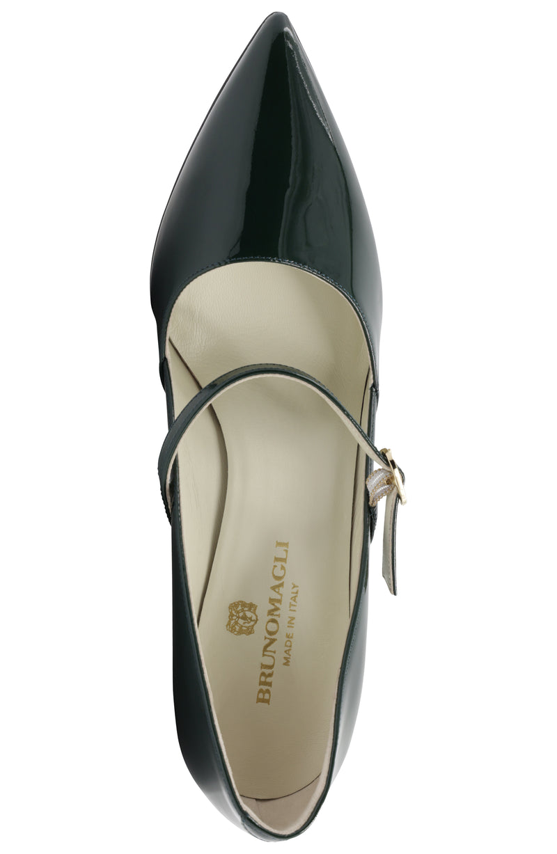 Gemma Mary-Jane Leather Pump - Emerald Patent