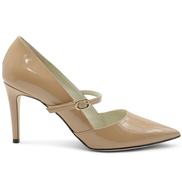 Gemma Mary-Jane Leather Pump - Honey Patent