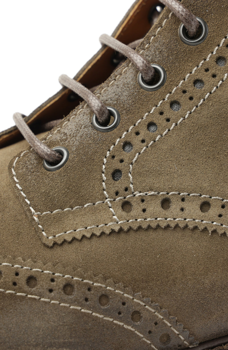 Gleason Wingtip Brogue Suede Oxford Boot - Taupe Suede