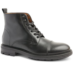 King Casual Cap-Toe Leather Boot - Black