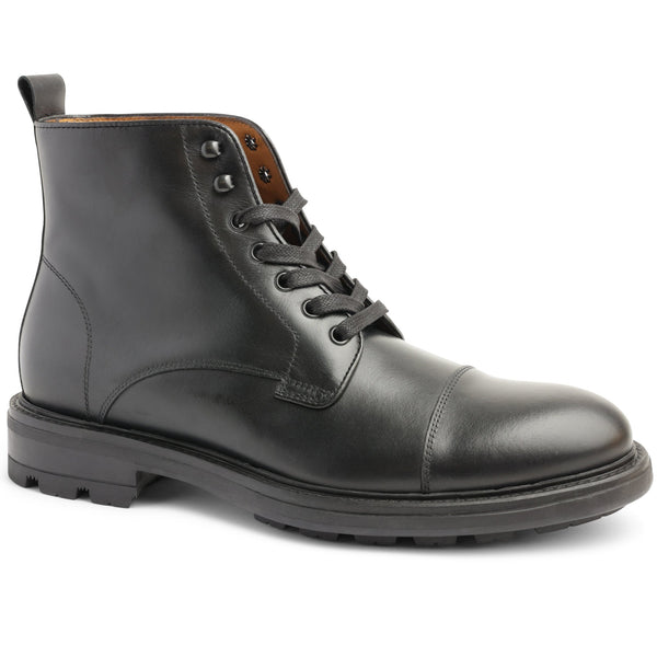 King Casual Cap-Toe Leather Boot - Black – Bruno Magli