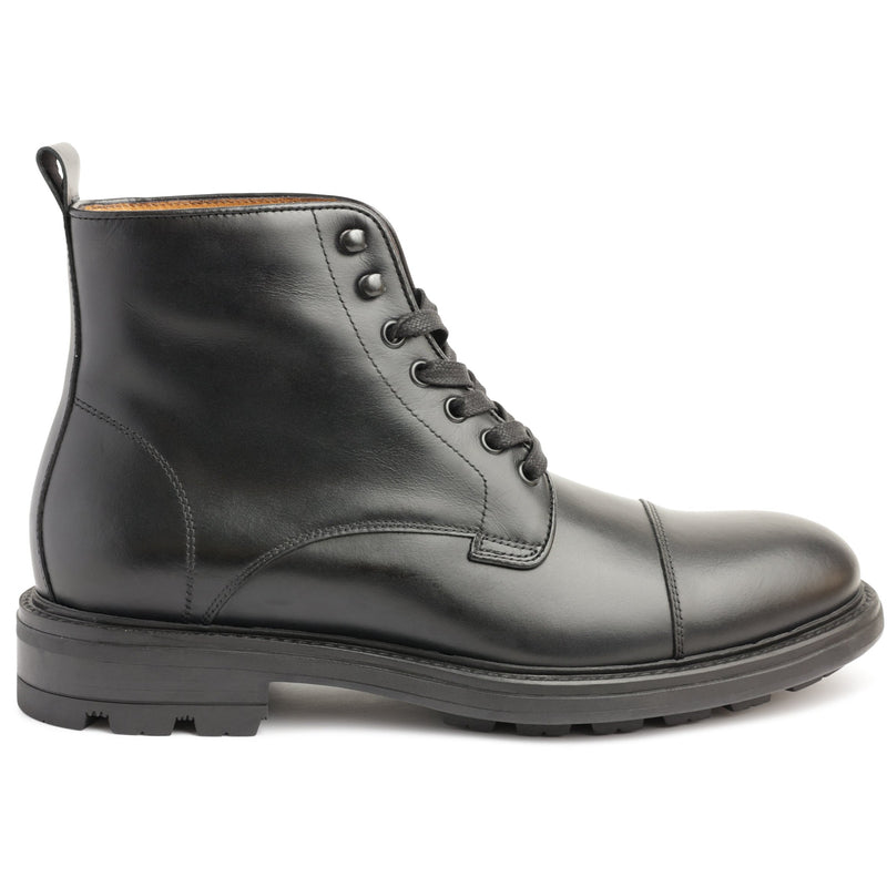 King Casual Cap-Toe Leather Boot - Black