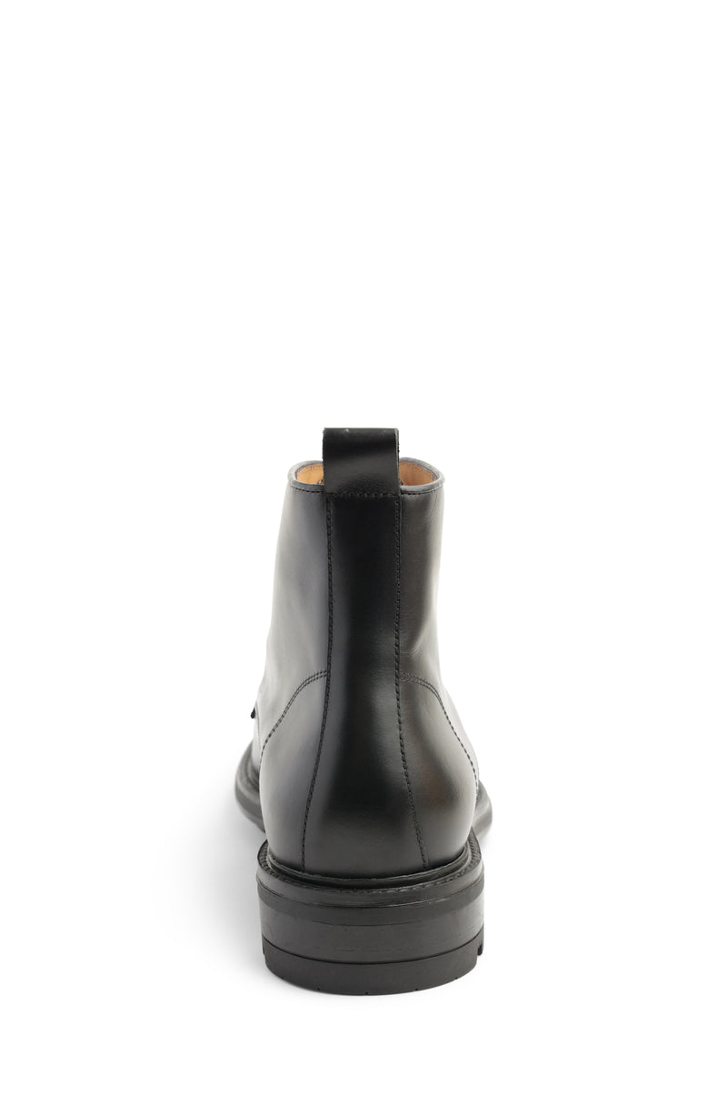 King Casual Cap-Toe Leather Boot - Black