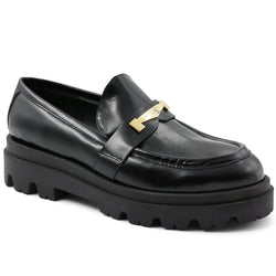 Lapo Polished Leather Modern Loafer - Black