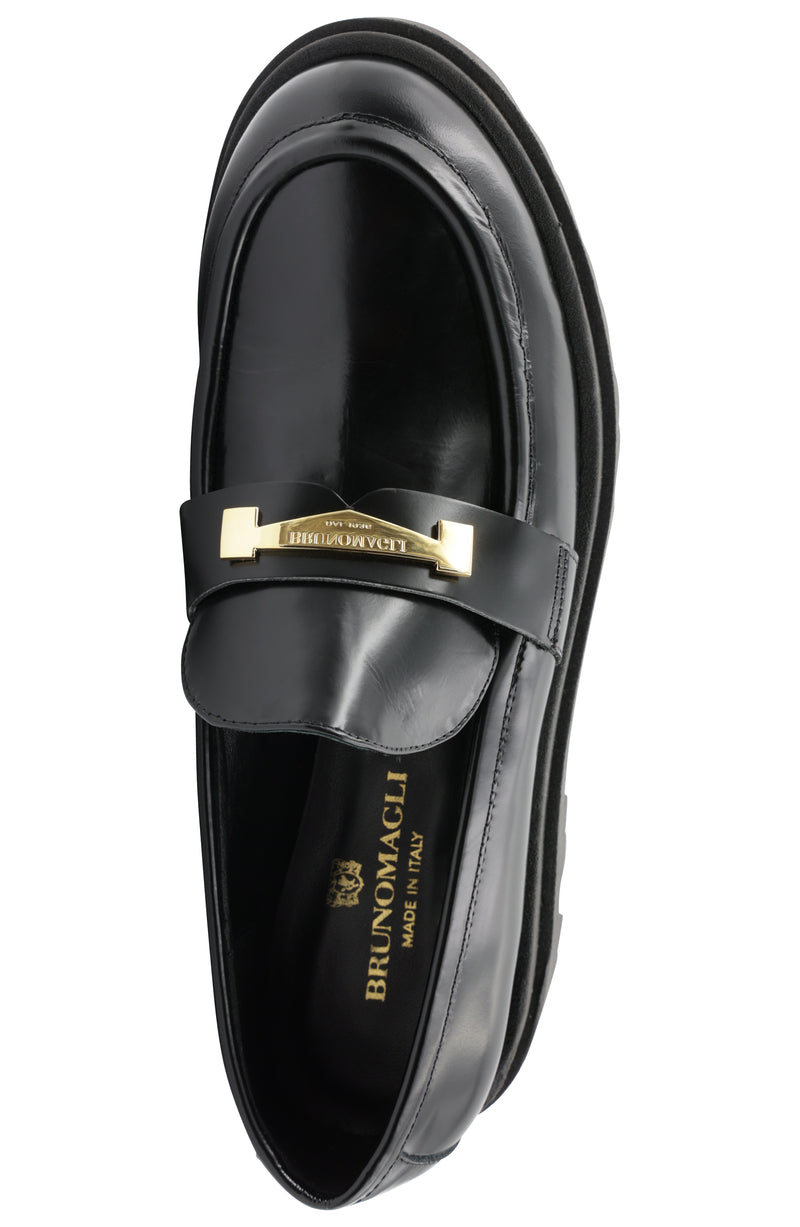 Lapo Polished Leather Modern Loafer - Black
