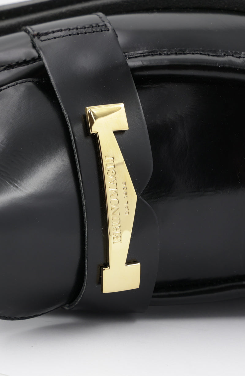 Lapo Polished Leather Modern Loafer - Black