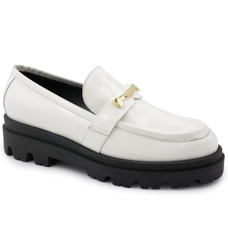 Lapo Polished Leather Modern Loafer - Off White