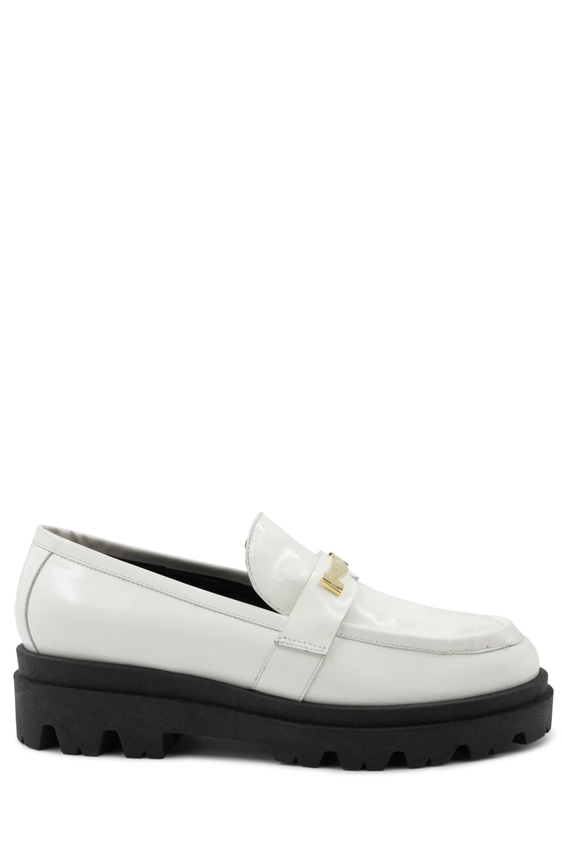 Lapo Polished Leather Modern Loafer - Off White