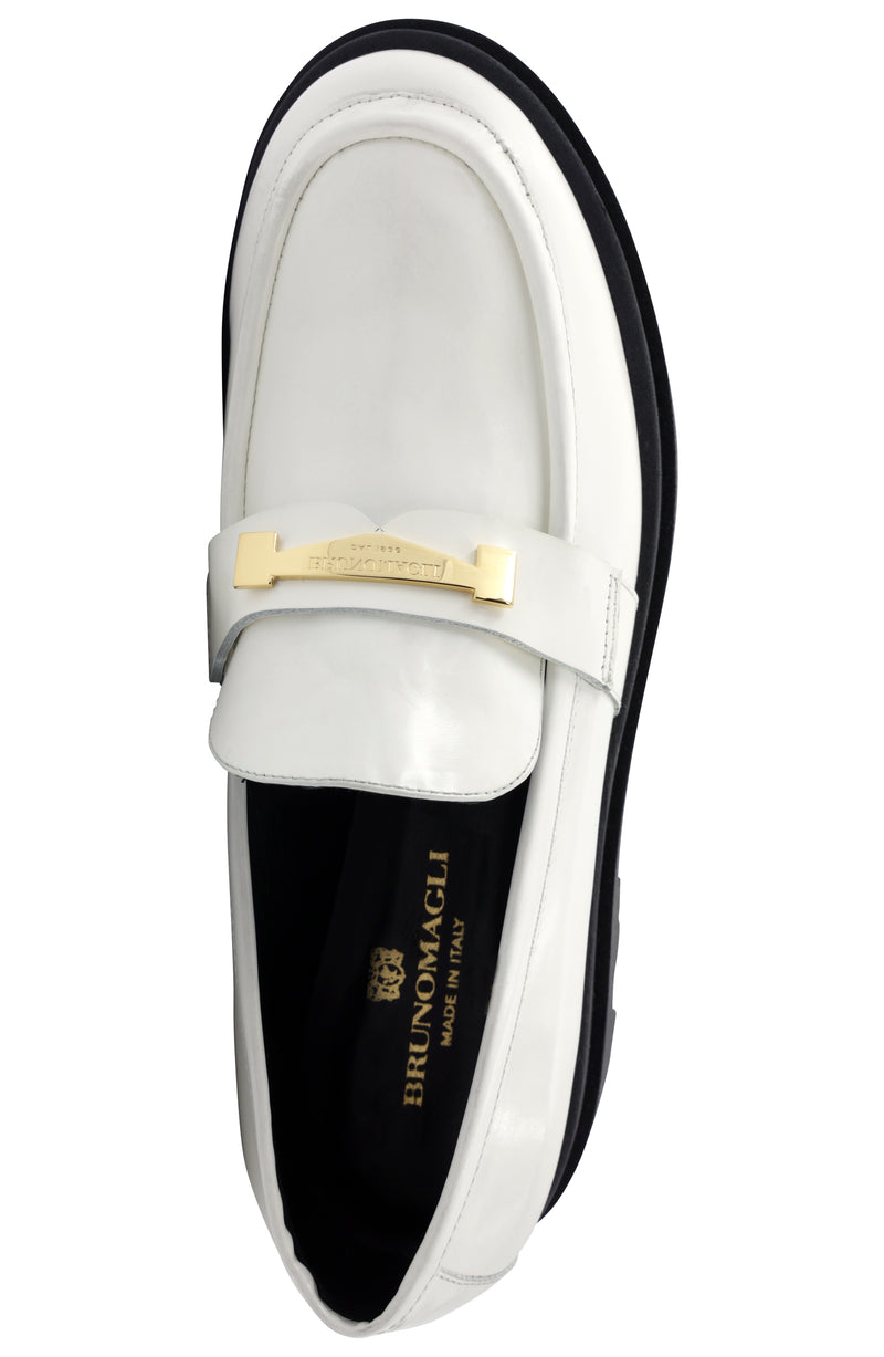 Lapo Polished Leather Modern Loafer - Off White