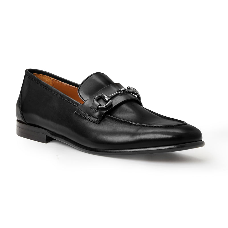 COLLEZIONE MAURO LEATHER SLIP-ON LOAFER-BLACK