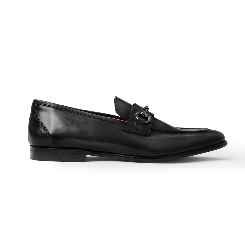 COLLEZIONE MAURO LEATHER SLIP-ON LOAFER-BLACK