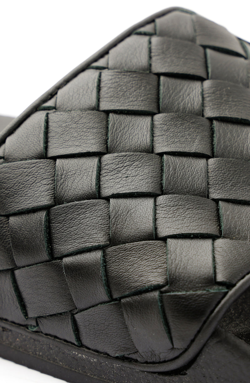 Magnus Sporty Leather & Suede Slide - Black