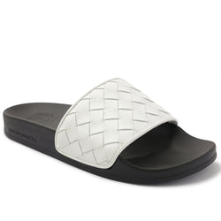 Magnus Sporty Leather & Suede Slide - White