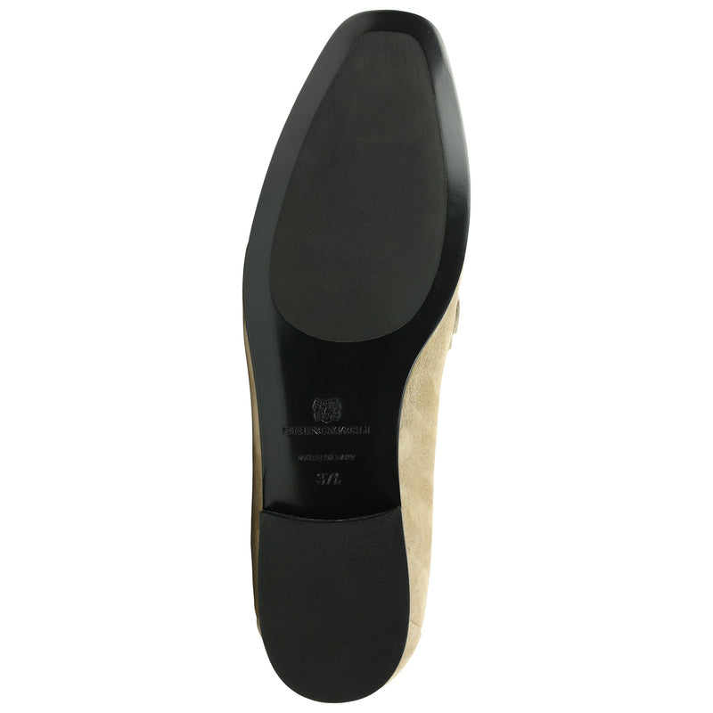 Marco Women's Suede Flat Bit Loafer - Almond