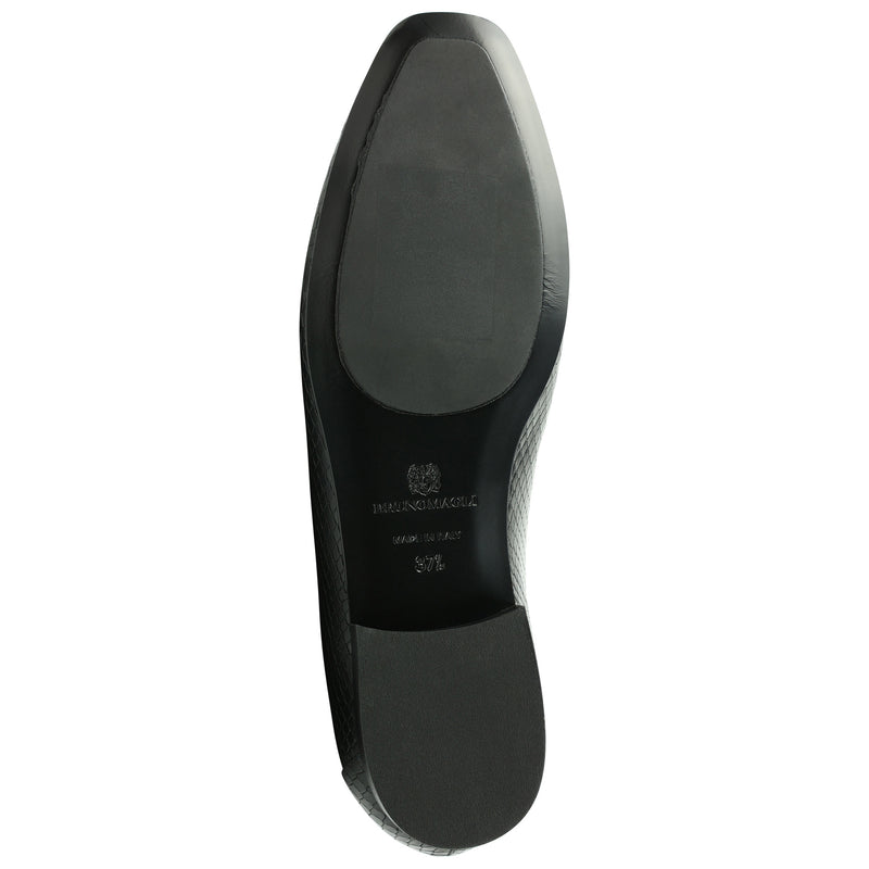 Marco Women's Snake-Print Leather Loafer - Black
